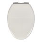 Siège de toilette allongé en plastique, à fermeture lente, blanc, 14,56" x 18,5"