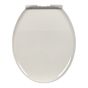 Siège de toilette rond en plastique à fermeture lente, blanc, 14,56" x 17,71"