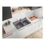 Kitchen Sink - Vienna - 2 Bowls - 1 Hole - Silgranit - Metallic Grey - 31" x 20.5" x 8"