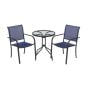 Salermo Bistro Set - Metal and Tempered Glass - Black and Blue - 3 Pieces