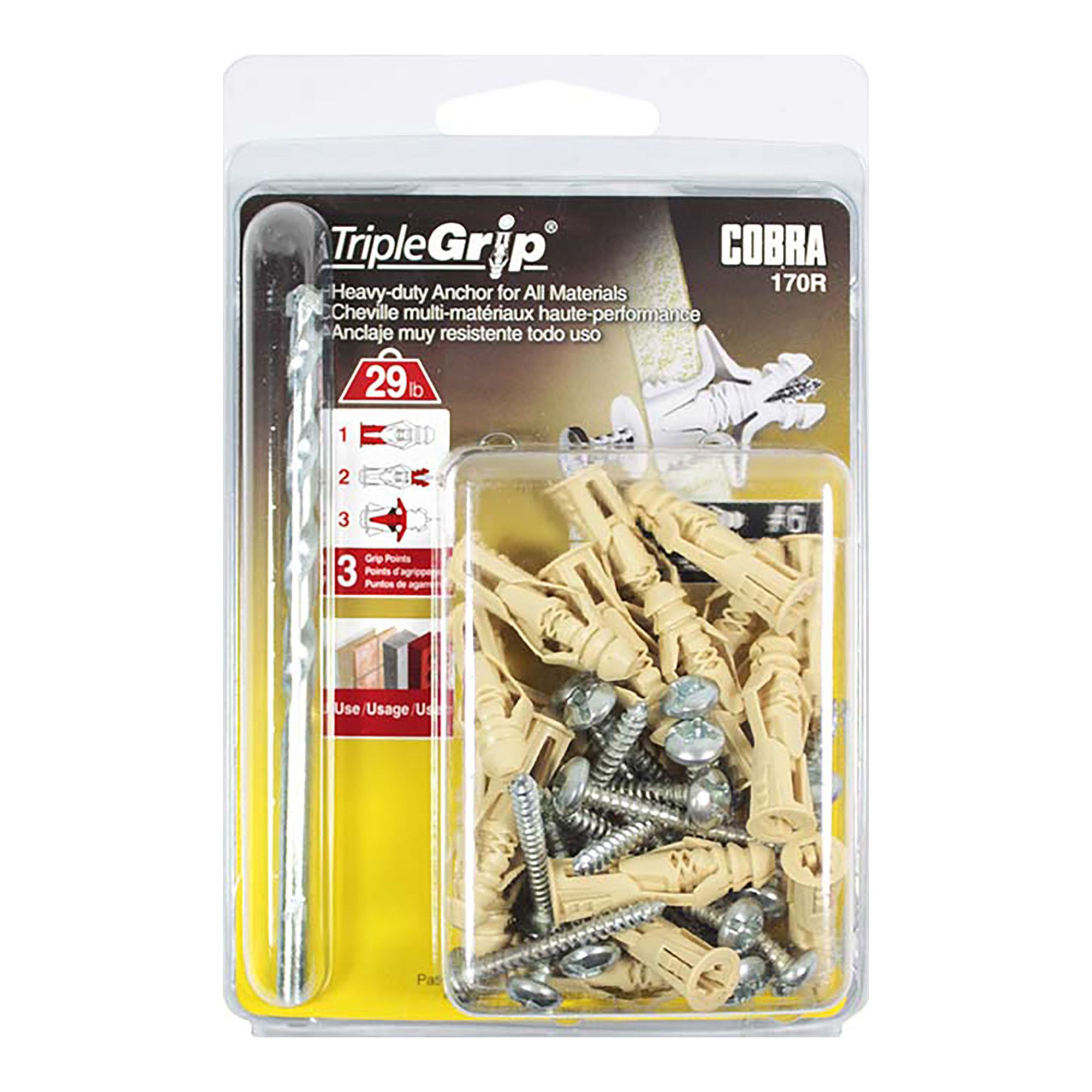 Triplegrip 6 Beige Screws Drill Bit Anchors 20 From Cobra Anchors Bmr