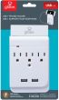 Wall Multi Power Outlet with 2 USB Ports + Phone Holder