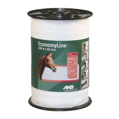 Ruban pour clôture électrique EconomyLine, blanc, 130 kg, 1 1/2" x 200 m