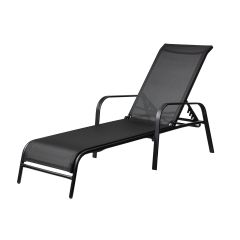Chaise longue avec dossier inclinable, 64,5 x 48 x 193 cm, noir