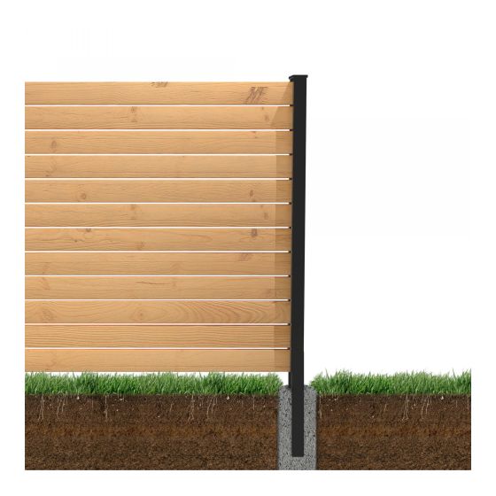 Fence End Post Set - 96" - Black