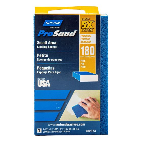 Norton ProSand Small Area Sanding Sponge - 4 1/2" x 2 11/16" x 1" - Gr. 180 - 1/pck