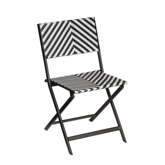 Folding Chair - Aluminum/Rattan - Black/White