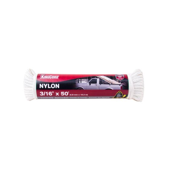 Corde de nylon tressée en losange, blanc, 3/16" x 50'