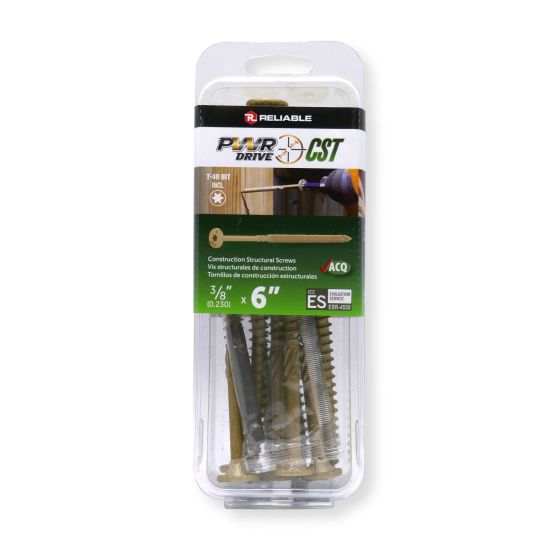 PWR DRIVE CST Structural screw - Oversized Flat Head - 3/8 in x 6 in, Blister of 10