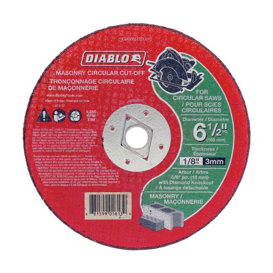 Cut-Off Grinder Wheel for Masonry - 6 1/2" x 1/8" x 5/8"