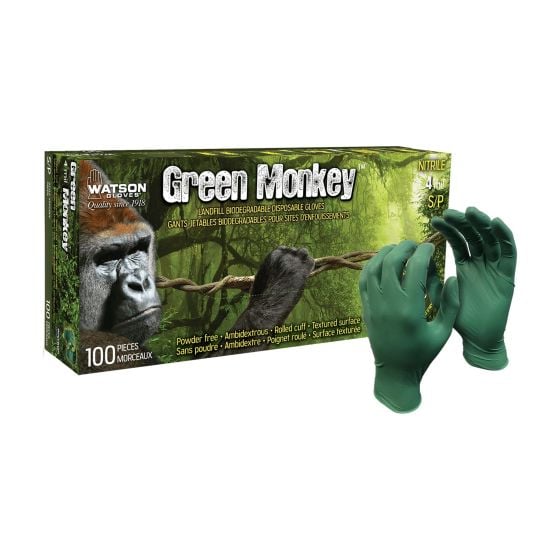 Green Monkey Disposable and Biodegradable Nitrile Gloves - Large - 100/Pkg