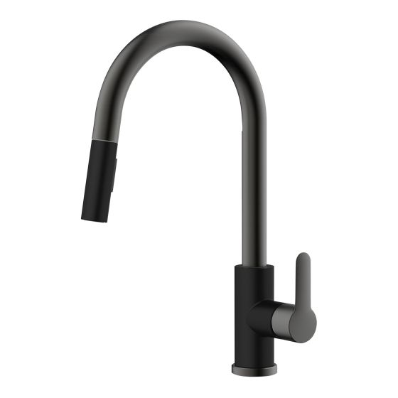 Robinet de cuisine en acier inoxydable, noir