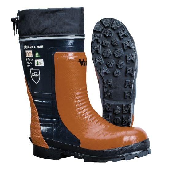 Bottes de sécurité, en caoutchouc, orange/noir