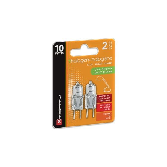 Halogen Bulb - Bi-Pin - T3 - Clear - 10 W - 2/Pack