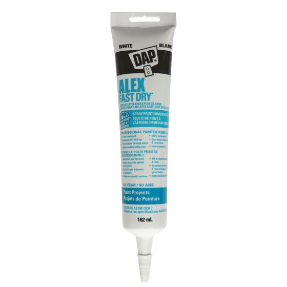 Calfeutrant au latex acrylique avec silicone Alex Fast Dry, 162 ml, blanc