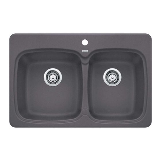 Kitchen Sink - Vienna - 2 Bowls - 1 Hole - Silgranit - Ash - 31" x 20.5" x 8"