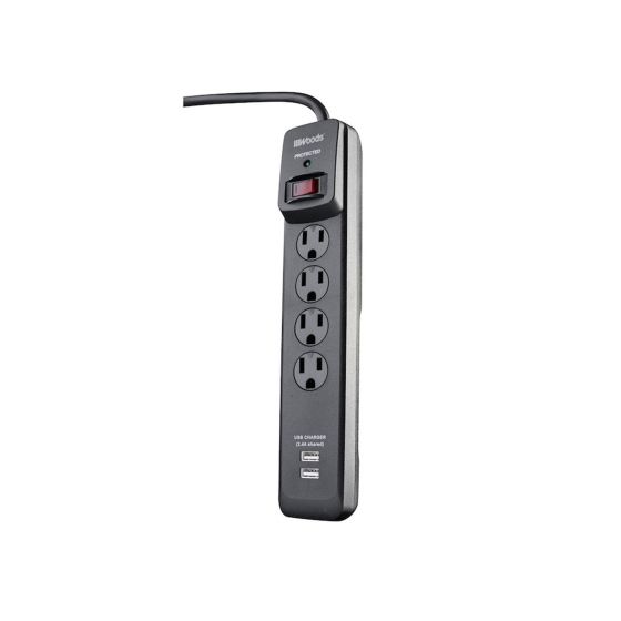 3-OUTLET POWER STRIP + 2 USB PORTS , 3 ft