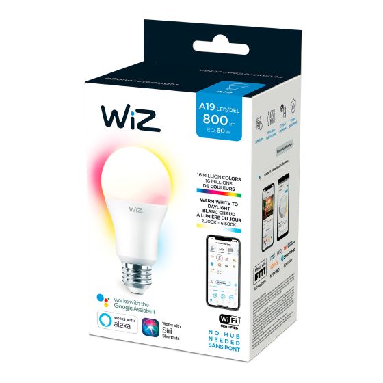 WiZ LED Lightbulb - A19 - Full Colour - 8.8 W