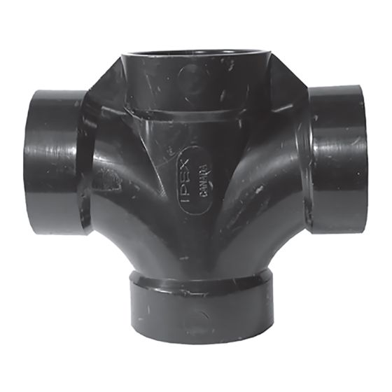 ABS DWV Double Sanitary Tee - 1 1/2" x 1 1/2" x 1 1/2" x 1 1/2" - Hub - Black