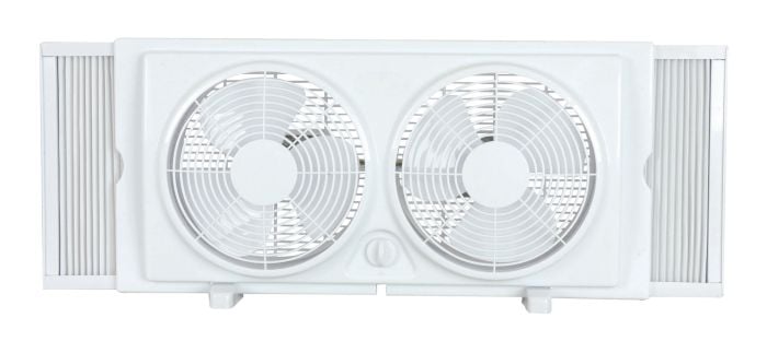 Ventilateur de fenêtre double, 2 vitesses, blanc, 9"