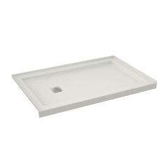 Base de douche, B3Square, 59 7/8" x 35 7/8", drain à gauche, blanc