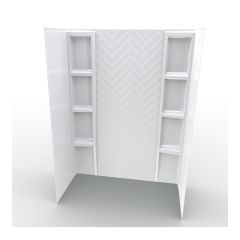 Bathtub Wall Kit - Chevron Pattern - 60" x 36" x 80" - 5 Pieces