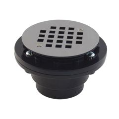 Shower drain with round grid