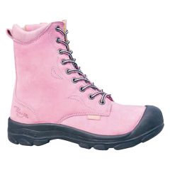 Bottes de sécurité à cap d’acier pour femmes 8", rose, grandeur 6