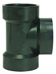 ABS DWV Straight Tee - 1 1/2" x 1 1/2" x 1 1/2" - Hub - Black