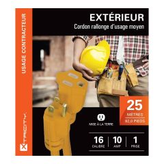 Extension Cord With 1 Outlet - 25 m - Yellow