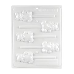 Lollipop Mold - White - Teddy bear, 5 lollipops