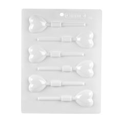 Lollipop Mold - White - Heart, 6 lollipops