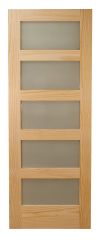 5 Frosted Glasses Shaker Door - 1 3/8" x 32" x 80"