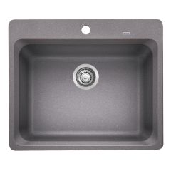 Kitchen Sink - Anthra - 1 Bowl - 1 Hole - Silgranit - Metallic Grey - 25" x 20.75" x 8"