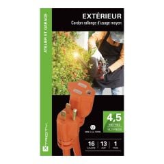 Outdoor Extension Cord Outlet - 13 A - 16 gauges - 4.5 m