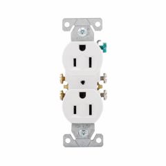 Double Plug For Straight Blade - Commercial - 15 A - White - 10/Pkg