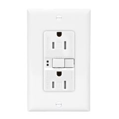 Prise DDFT inviolable, décoratif, 15 A, 125 V, blanc