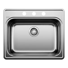 Kitchen Sink - 1 Bowl - 3 Holes - Stainless Steel - 25" x 21" x 8"