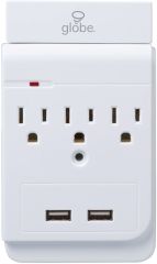 Wall Multi Power Outlet with 2 USB Ports + Phone Holder