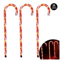 Set of 3 lighted candycanes