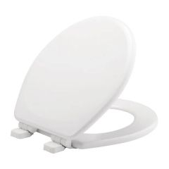 Lannon Round Enameled Wood Toilet Seat with Slow Close - White - 14.38" x 15.06"