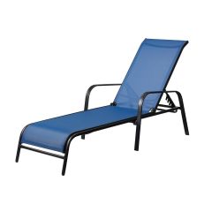 Lounger Chair with Reclining Backrest - 64.5 x 48 x 193 cm - Blue