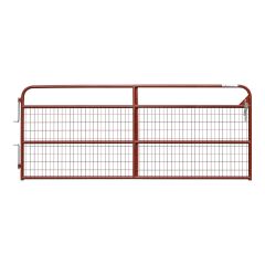 True North Light Farm Gate with Mesh - 20-Gauge - Red - 10'