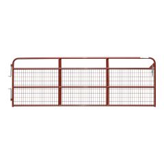 True North Light Farm Gate with Mesh - 20-Gauge - Red - 12'