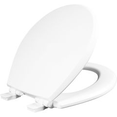 Kendall Round Enameled Wood Toilet Seat with Slow Close - White - 14.38" x 15.06"