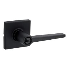 Daylon Square Rose Keyed Entry Lever - Matte Black