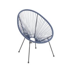 Chaise en rotin, Acapulco, 76 cm x 89 cm x 72 cm, bleu