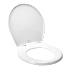 Deluxe Round Plastic Toilet Seat - White - 14.69" x 14.75"