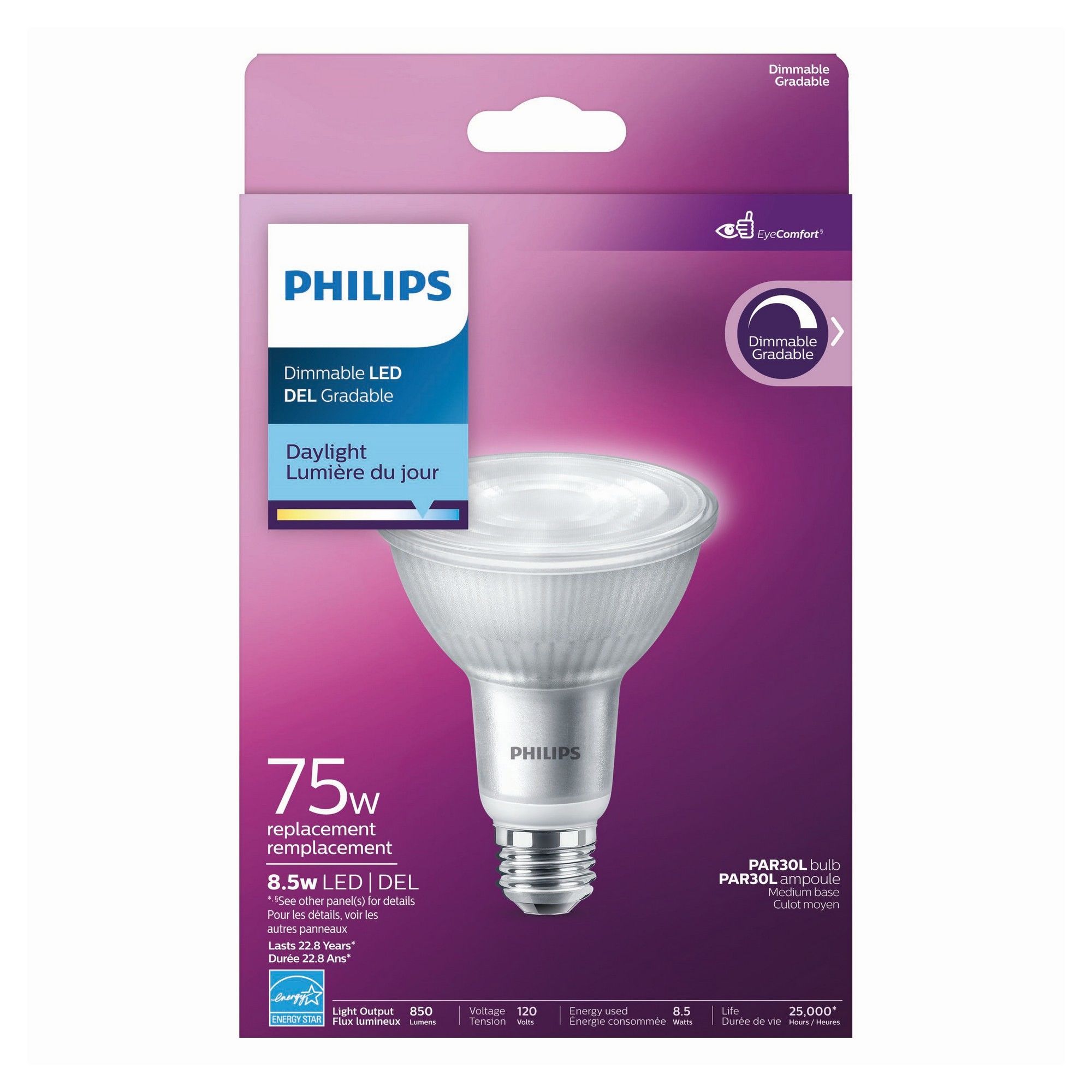 Ampoule à DEL PAR30 projecteur 75W réglable 5000K lumière de jour par  Luminus, paquet de 6 PLYC4165-CS