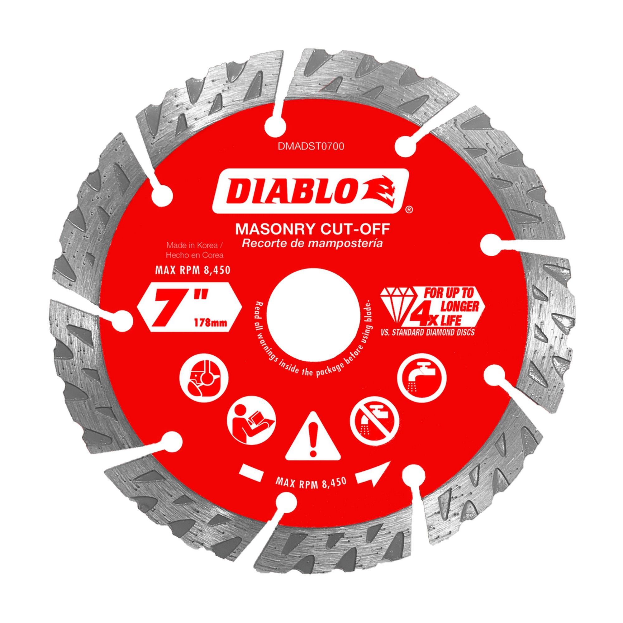 Diablo Disques à tronçonner à segments diamantés de 7 po pour